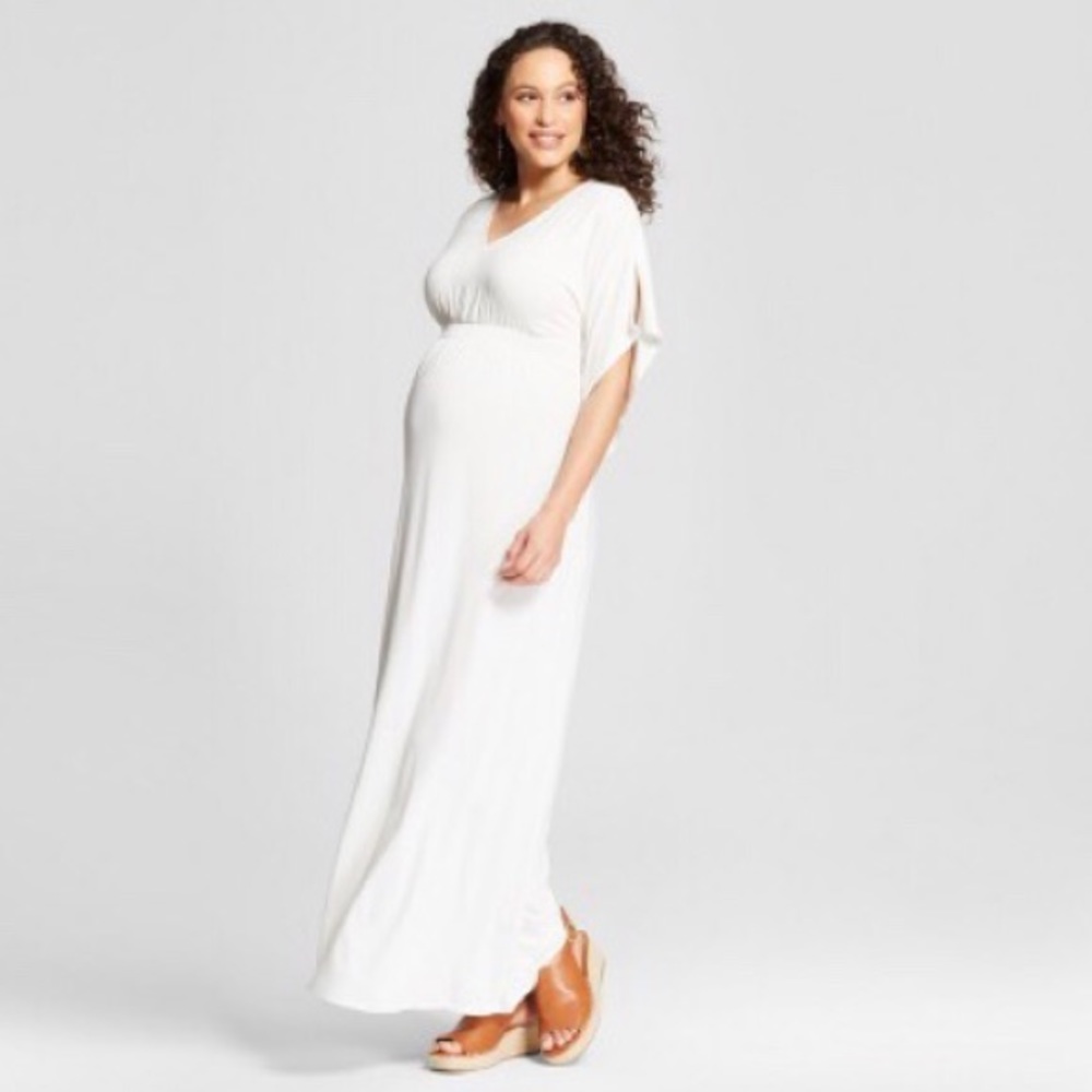 Maternity white maxi dress